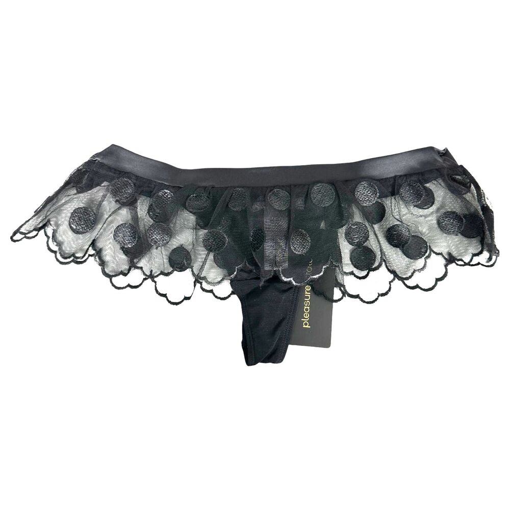 Pleasure State Constance Thong Brief Black Sheer Size XS NEW with Tags